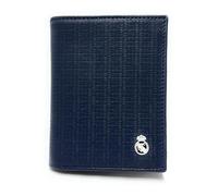 LUGUPELL Cartera Oficial del Real Madrid - Piel 100% Legítima con Protección RFID, Diseño Exclusivo con diseño RM. Regalo para Hombre. (Vertical con Monedero Azul)