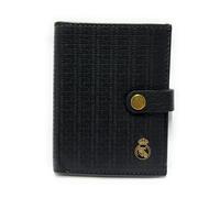 LUGUPELL Cartera Oficial del Real Madrid - Piel 100% Legítima con Protección RFID, Diseño Exclusivo con diseño RM. Regalo para Hombre. (Mini con Cierre Negro)