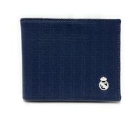 LUGUPELL Cartera Oficial del Real Madrid - Piel 100% Legítima con Protección RFID, Diseño Exclusivo con diseño RM. Regalo para Hombre. (Americano SIN Monedero Azul)