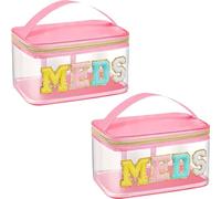 Luhaomisky 2 bolsas de almacenamiento transparentes para artículos de tocador, bolsa de medicina de viaje, almacenamiento de aperitivos, material de PVC impermeable para mujeres y niñas