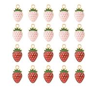 Luhaomisky 20 dijes de fresas esmaltadas rojas y rosadas, pequeños llaveros para hacer bolsos y joyas