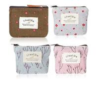 Luhaomisky 4 monederos de lona coloridos con diseño floral, bolsa de cosméticos con cremallera, organizador portátil de artículos de tocador para mujeres, organizador de almacenamiento