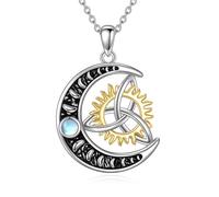 LUHE Collar de estrella de luna creciente - Collar con colgante de fase lunar de plata de ley 925 - Regalos de joyería de estrella para mujer, Acero inoxidable