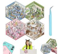 LUHOCIY 4 Piezas Scrapbooking Materiales, Hacer Pegatinas 3d, Juego Pegatinas 3d, Supermercado Cafetería Librería Restaurante Casa de Campo Apilable, Apto para Múltiples Superficies Planas (2.0)