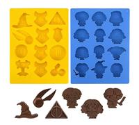 LUHOCIY Molde de Silicona Harry, 2 Piezas Harry Molde Silicona Horno, Moldes Silicona Reposteria Tema Magico, Molde Silicona Navidad, para Chocolate, Caramelos, Cubitos de Hielo, Decoración navideña