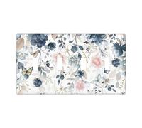 Luhuolu Cubiertas decorativas para placa de interruptor de luz, acuarela, azul, floral, colibrí, mariposa, 4 bandas, placa de pared artística única para interruptor de luz cuádruple para dormitorio