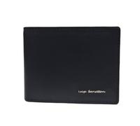 Luigi Benetton Cartera hombre de piel auténtica, dimensiones 12 x 9,5 x 2 cm, 11 ranuras para tarjetas de crédito, doble compartimento billetes, color negro Art. 3022
