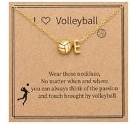 LUIOUS Collar dorado con inicial de voleibol para niñas adolescentes, joyería con colgante de letra A-Z, bonito regalo de cumpleaños para los amantes del voleibol, Pequeño, Cobre, latón