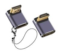 LUIRSAY 2 conectores HDMI en ángulo de 90 grados, adaptador HDMI de 90 grados, 48 Gbps 8 K @ 60 Hz/4 K @ 120 Hz, HDMI macho a hembra con indicador LED para HDTV, proyector, portátil (1 x arriba y 1 x