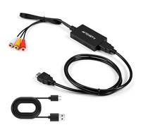 LUIRSAY Adaptador RCA a HDMI 1080P AV a HDMI convertidor con cable HDMI, convertidor AV a H-DMI para PS2/PS3/Xbox/Wii/SNES/N64/DVD/VHS, compatible con PAL/NTSC - Plug & Play H-DMI a RCA Cable Solución