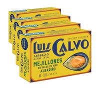 Luis Calvo Mejillones en salsa Albariño 8-12 piezas 125g (Paquete de 4)