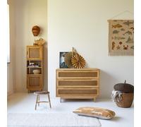 Luis - Cómoda infantil de madera de olmo macizo y rejilla H 75 x B 100 x T 45 cm