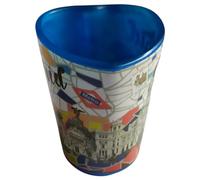 Luis Domínguez souvenirs Chupito corazón con Mosaico de monumentos de Madrid. (Azul)