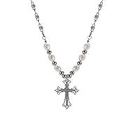LuisFranklin Collar Hombre Colgante Cadena Mujer Joyas Regalo Necklace Vintage Cross Pendant Baroque Goth Pearl Necklace para Hombres Mujeres Joyería Goth Girl Gift Party Accessories Crossnecklace