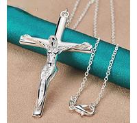 LuisFranklin Collar Hombre Mujer Necklace Colgante Joyas Collar con Colgante De Cruz De Jesús De Plata De Ley 925 para Mujer Y Hombre, Joyería De Boda