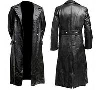 LuisFranklin Falda Escocesa Hombres Scottish Kilt Hombre Clásico Alemán Ww2 Uniforme Militar Oficial Negro Gabardina De Cuero Real M Negro