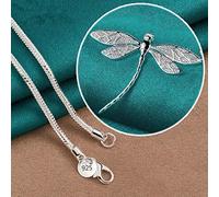 LuisFranklin Necklace Collar Colgante Cadena Mujer Hombre Collar con Colgante De Libélula Grande De Cadena De Plata De Ley 925 De 40-75Cm para Mujer, Joyería De Moda para Fiesta De Compromiso De BOD