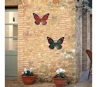 LUIVZD 2 pcs Metal Butterfly Yard Art, Metal Butterfly Garden Stake Decorations, Butterfly Flower Garden Stake Decorative, Yard Stake, Easy to Hang(Butterfly a)