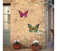 LUIVZD 2 pcs Metal Butterfly Yard Art, Metal Butterfly Garden Stake Decorations, Butterfly Flower Garden Stake Decorative, Yard Stake, Easy to Hang(Butterfly C)