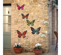 LUIVZD 2 pcs Metal Butterfly Yard Art, Metal Butterfly Garden Stake Decorations, Butterfly Flower Garden Stake Decorative, Yard Stake, Easy to Hang(Butterfly D)