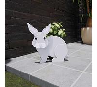 LUIVZD Animal Shaped Cartoon Planter, Mini Doggy ShapedaSucculent Planter Handmade PVC Plant Pot, Cute Dog for Plants Flower Cactus, Home Decoration Gift(Rabbit)