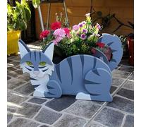 LUIVZD Dog Planter Plant Pot, Cute Cats Dogs Animal Shaped Flower Planter Succulent Plant Container Holder Art Plant Storage Pot for Ideal Gift for Dog Lovers(Blue Cat)