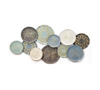 LUIVZD Light Luxury Metal Wall Decoration, Round Puzzle Wall Art, Bohemian Wall Sculpture, Easy to Hang, Metal Hollow Wall Art is Suitable for Living Room, Hotel(A)