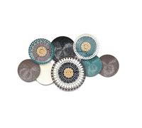 LUIVZD Light Luxury Metal Wall Decoration, Round Puzzle Wall Art, Bohemian Wall Sculpture, Easy to Hang, Metal Hollow Wall Art is Suitable for Living Room, Hotel(F)