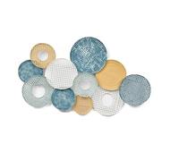 LUIVZD Light Luxury Metal Wall Decoration, Round Puzzle Wall Art, Bohemian Wall Sculpture, Easy to Hang, Metal Hollow Wall Art is Suitable for Living Room, Hotel(E)