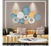 LUIVZD Metal Wall Art, Round Luxury Wall Decoration, Metal Bohemian Puzzle Wall Decoration, Hollow Fashion, 5 Style(D)