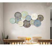 LUIVZD Metal Wall Art, Round Luxury Wall Decoration, Metal Bohemian Puzzle Wall Decoration, Hollow Fashion, 5 Style(E)