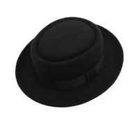 LUJIAXI Elegante sombrero de pastel de cerdo con cinta trenzada de ala ancha, sombrero occidental para uso casual, unisex, sombreros de pastel de cerdo para mujer, Cuadrado negro, Talla única