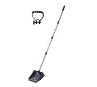 LUJIAXI Herramienta multiusos de metal para estiércol para gallineros, arena de arena con mango extensible de acero inoxidable y pala de estiércol de pollo