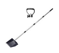 LUJIAXI Herramienta multiusos de metal para estiércol para gallineros, arena de arena con mango extensible de acero inoxidable y pala de estiércol de pollo