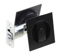 LUJIAXI Puerta cuadrada de bolsillo negra contemporánea para puerta de bolsillo, herrajes negros, pomos de manija, cerradura de inodoro, cuadrado, privacidad para puerta corredera de seguridad