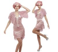 Lujo 20s Vintage Rosa Disfraz de Flapper Polvoriento Gran Gatsby Traje