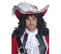 Lujo Auténtico Calidad Profesional Pirata Sombrero Hombre Rojo Disfraz Accesorio