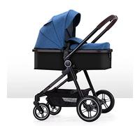 Lujo Cochecito Para Bebé Cochecito De Alta Calidad Silla De Paseo Multi-Posición Reclinable, Marco De Aluminio Negro, Ruedas De Goma Antichoque (Color : Blauw, Size : 2 in 1)