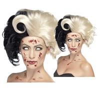 Lujo Cruella de Ville Peluca Mal Madame Zombie Mujer 101 Dalmatas Disfraz