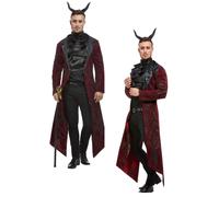 Lujo Disfraz Diablo Hombre Satán Lord Halloween Disfraz + Cuernos