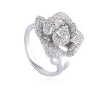 Lujo Ligero con circón Anillo de Compromiso de Flores de Plata de Oro Rosa para Mujer Boda Vogue joyería Regalo