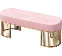 Lujo Terciopelo Tapizado Banco Asiento con Base Dorada,Entrada Banco De Zapatos Organizador De Almacenamiento De Zapatos,Elegante Señoras Taburete De Tocador Multifunción Sofá Banco-Rosa 100