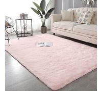 Lujosa alfombra de área suave rosa de 140 x 140 cm, antideslizante, acogedora, perfecta para sala de juegos de niños y decoración del hogar, felpa y cómoda