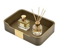 Lujosa Bandeja de Piel para Escritorio,Plateau de Rangement Cuir,Organizador de Almacenamiento de cachall Decorativo,Bandeja,Joyas,Relojes, cosméticos,Llaves,teléfono,Cartera,Verde Oliva
