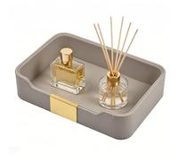 Lujosa Bandeja de Piel para Escritorio,Plateau de Rangement Cuir,Organizador Decorativo,Bandeja,Joyas,Relojes,cosméticos,Llaves,teléfono,Cartera,Gris