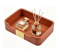 Lujosa Bandeja de Piel para Escritorio,Plateau de Rangement Cuir,Organizador Decorativo,Bandeja,para Joyas,Relojes,cosméticos,Llaves,teléfono,Cartera,Naranja