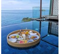 Lujosa bandeja flotante de desayuno para piscina, elegante cesta de agua para té de la tarde al aire libre, platos de fiesta, fotografía de boda, perfecta para comedor al aire libre