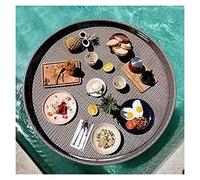 Lujosa bandeja flotante para servir, bandeja redonda de ratán de polietileno, elegante mesa de café junto a la piscina, ideal para fiestas de verano, cenas al aire libre y relajarse junto a la piscina