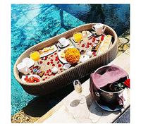 Lujosa bandeja flotante para servir, mesa de billar portátil, elegante bandeja de desayuno de ratán, soporte inflable para bebidas, elegante mesa de bar junto a la piscina para entretenimiento al aire
