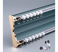 Lujosa barra de cortina doble pesada, barra de nano silencio, longitud personalizada, montaje en techo o pared para sala de estar y dormitorio, fácil instalación (azul 3,7 m 3,6 m)